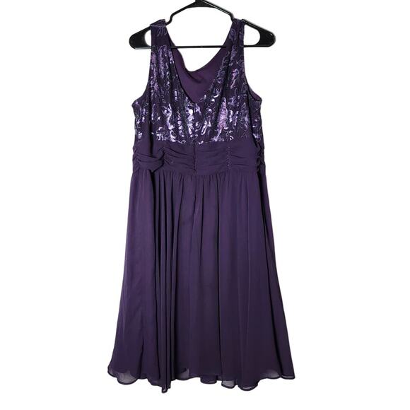 Perceptions Party Dress Plus Size 16 Fit and Flare Purple Sleeveless Beaded - Picture 1 of 3